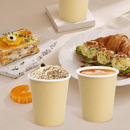 Paper Cups 8 oz 25 Pack, Disposable Paper Coffee Cups for Hot or Cold Beverage Drinking for Party, Picnic, BBQ, Travel, and Event -Khaki