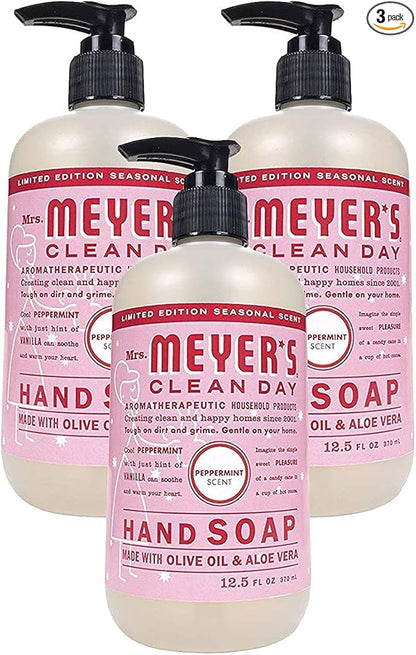 Mrs. Meyer's Clean Day Liquid Hand Soap, Peppermint, 12.5 oz (Pack of 3)