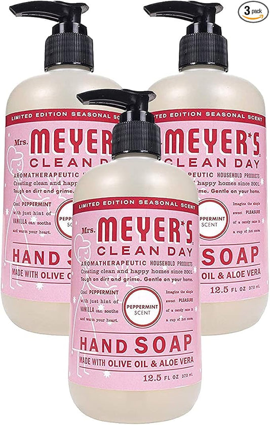 Mrs. Meyer's Clean Day Liquid Hand Soap, Peppermint, 12.5 oz (Pack of 3)