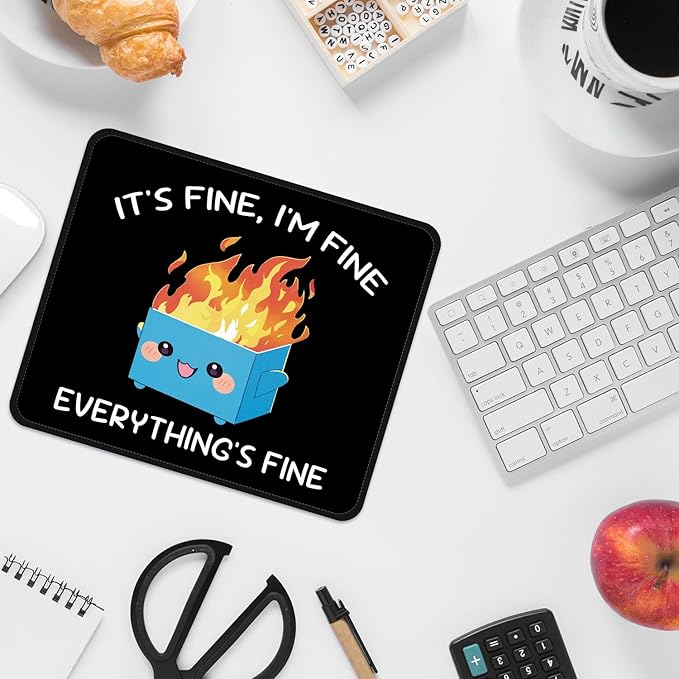 Square Mouse Pad with Stitched Edge, Premium Mousepad Washable Cloth. Computer Mouse Pad with Non-Slip Rubber Base, Mouse Pads for Computers Laptop Mouse 9.25x7.75x0.12 inch-Blue Box on Fire