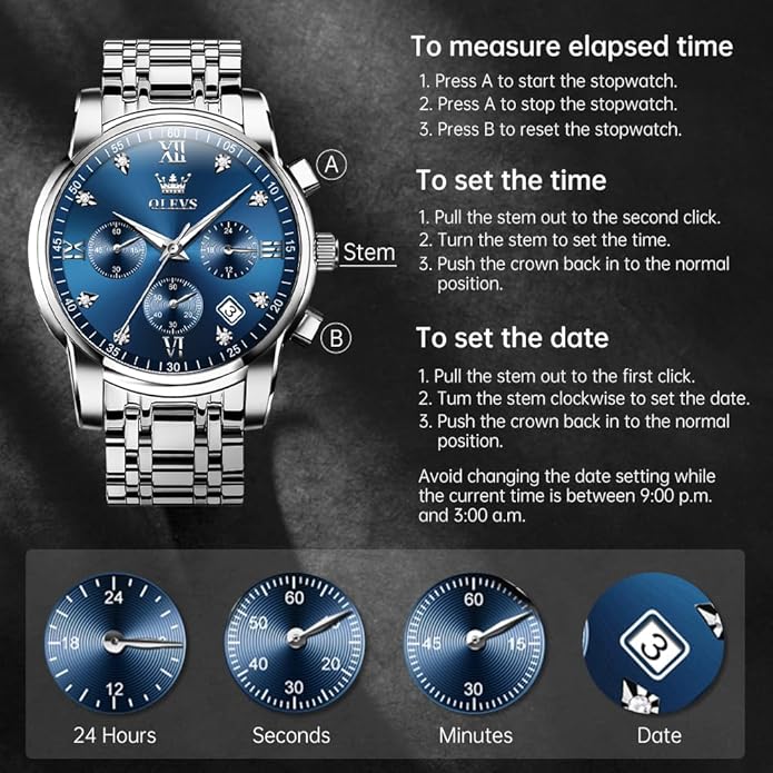 OLEVS Men's Luxury Watch Waterproof Luminous Easy Read Chronograph Watches Full Gold/White Dail/Black Face with Calendar Wristwatch
