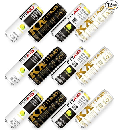 FITAID Post-Workout Recovery Drink Variety Sampler Pack, No Artificial Flavors or Sweeteners, 100% Clean, Vegan, Gluten-Free, Keto-Friendly, Paleo Friendly, 4 Flavors (Pack of 12)