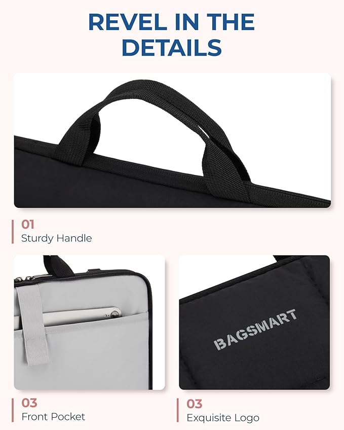 BAGSMART 15-16 inch Laptop Case Sleeve with Strap, Fluffy Padded Laptop Bag with Handle, MacBook Case Sleeve Compatible with MacBook Air/Pro 15.6 inch, Laptop Cover Fitted with Dell, HP, Lenovo