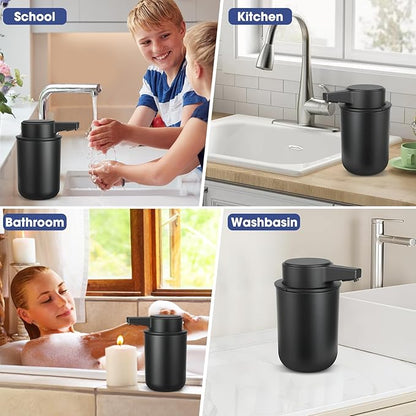 2 Pack Automatic Liquid Soap Dispenser, 10.5oz Touchless Electric Hand Soap Dispenser, Rechargeable Liquid Pump for Bathroom or Kitchen Sink, Waterproof Design (Black)