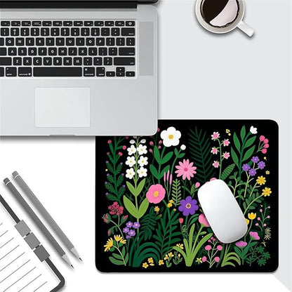 Square Mouse Pad Flowers Plants 1, Personalized Premium-Textured Custom Mouse Mat Design, Washable Mousepad Cloth, Non-Slip Rubber Base Computer Mouse Pads for Wireless Mouse