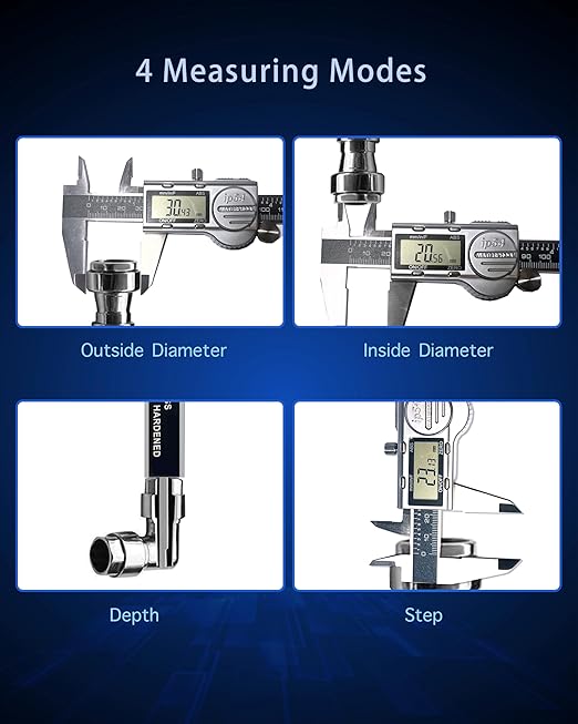Digital Caliper Measuring Tool, 6 Inch with Feeler Gauges, IP54 Waterproof Stainless Steel, MM/Inch/Fraction, (ABS) Absolute Scale Calipers, Auto-Off LCD Micrometer Vernier Caliper