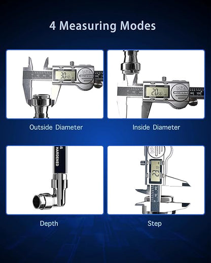 Digital Caliper Measuring Tool, 6 Inch with Feeler Gauges, IP54 Waterproof Stainless Steel, MM/Inch/Fraction, (ABS) Absolute Scale Calipers, Auto-Off LCD Micrometer Vernier Caliper