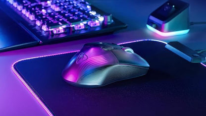 Turtle Beach Kone XP Air Wireless Customizable Ergonomic RGB Gaming Mouse, Bluetooth, 19K DPI Optical Sensor, 100-hour Battery & Charging Dock, 29 Programmable Inputs & RGB Lighting, 4D Wheel – Black