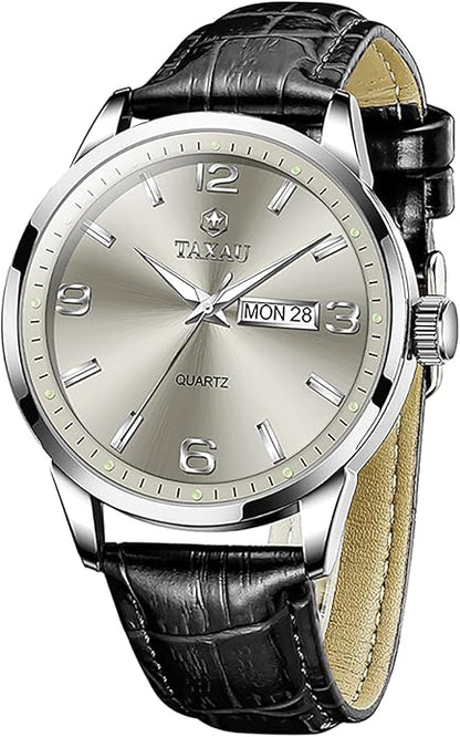 Watches for Men Leather Large Arabic Numerals Mens Watches Waterproof Band with Date Quartz Men's Wrist Watch