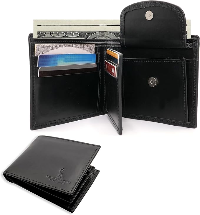 Bifold Wallet for Men with Premium Cowhide Leather Slim Wallet, Minimalist Design, Multiple Card Slots, Stylish Durable Gift-Ready Men’s Wallet (Black)