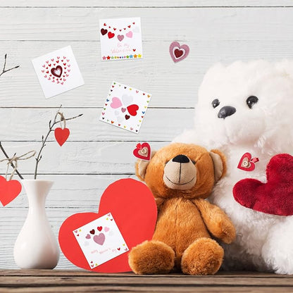 Zonon 16 Pcak Valentines Crafts DIY Card Valentines's Day Kits Foam Heart Sticker Craft DIY Kits Envelopes Cards Set for Exchange Gifts (Pink)