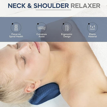 Neck Stretcher & Posture Corrector for Women and Men, Cervical Traction for Spine Alignment, Adjustable Upper Back Brace & Elastic Support for Shoulder Back Pain Relief (Dark Blue)