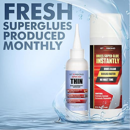 Starbond Super Fast Thin, Premium Instant CA (Cyanoacrylate Adhesive) (4 Ounce, 6 Ounce)