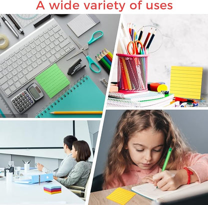 64 Pack Lined Sticky Notes 3x3 Post Note with Lines Bright Ruled Sticky Notes Bulk Note Pads Self Adhesive Memo Papers with Lines for Office, Home, School, Meeting