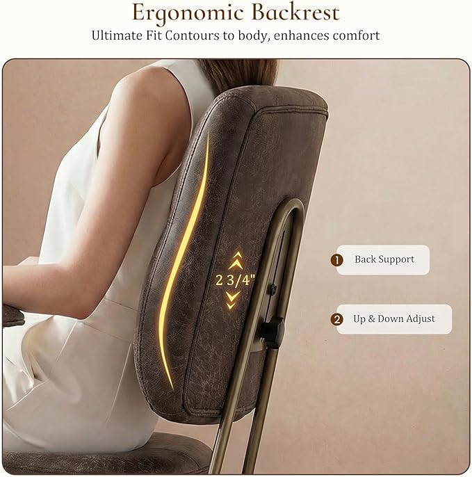 EUREKA ERGONOMIC Becky Mid Century Modern Office Desk Chairs Leather, Comfy Office Chair with Lumbar Support and Arms, Mid-Back, Comfortable Thick Cushion, Height Adjustable, 360°Swivel, Brown