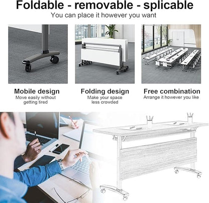 Folding Conference Room Table,Flip Top Mobile Training Table,Mobile Training Tables with Wheels for Office Conference tables Training Rooms Foldable Meeting Tables (30pack 55.1 x 21.6 x 29.5inch)