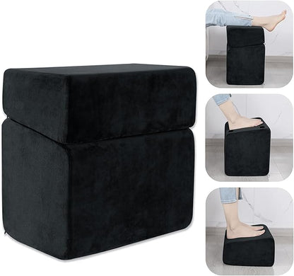 ROYALAY Adjustable Foot Rest Under Desk for Office, High-Density Foam Foot Rest with 3 Adjustable Heights, Ergonomic Footrest with Washable Cover for Home, Airplane, Travel(17 * 11 * 17in, Black)