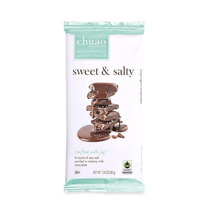 Chuao Chocolatier Sweet & Salty Milk Chocolate Mini Bars | Gourmet Chocolate Sea Salt European No Preservatives | For Gift Baskets, Christmas, Valentines Day, Gifts for Women, Men, Birthday, Thank You, Care Package | 24 Pack