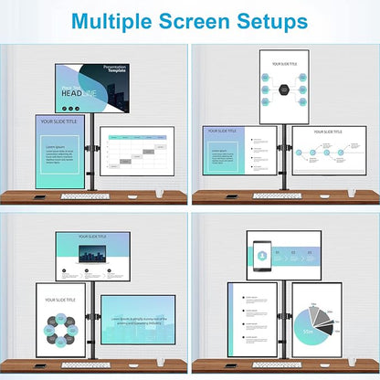 MOUNTUP Triple Monitor Stand, Height Adjustable Monitor Desk Mount Fit for 17 to 32 Inch Computer Screens, Stacked Monitors Arm for 3 Monitors, with C-Clamp and Grommet Base, up to 17.6lbs per Arm