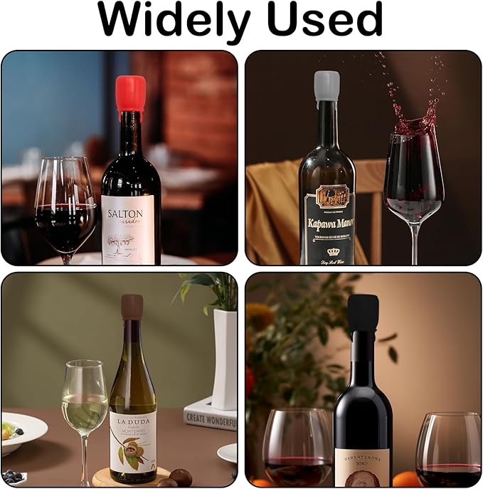 8Pcs Reusable Sparkling Wine Bottle Stoppers, Silicone Wine Seal Stoppers with Handle Double Sealed Wine Bottle Stoppers 4 Colors Wine Stoppers, Wine Bottle Sealers for Wine Beer Champagne Bottles