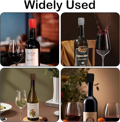 8Pcs Reusable Sparkling Wine Bottle Stoppers, Silicone Wine Seal Stoppers with Handle Double Sealed Wine Bottle Stoppers 4 Colors Wine Stoppers, Wine Bottle Sealers for Wine Beer Champagne Bottles