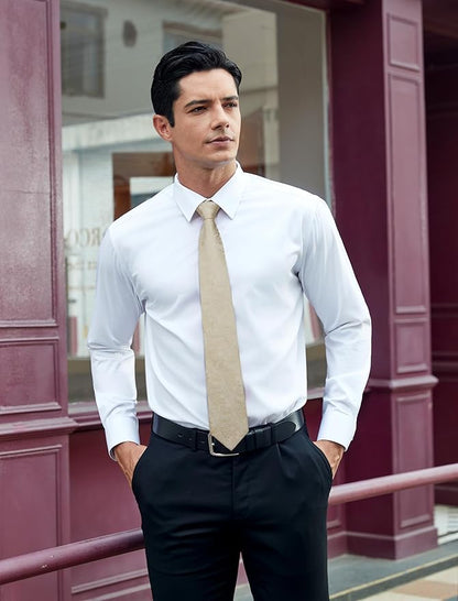 HISDERN Men Floral Ties Woven Classic 3.4" Necktie Set Formal Tie Pocket Square for Wedding with Handkerchief Gift Box