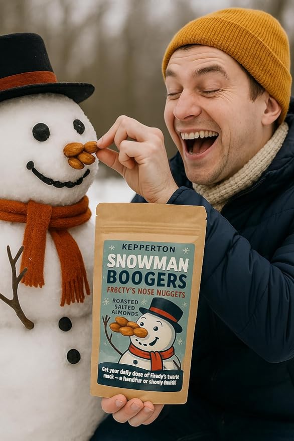 Snowman Boogers Frostys Nose Nuggets Gag Gift Almond Snack, Funny Holiday Treat, Novelty Party Favor, Hilarious Winter Snack, Stocking Stuffer for Kids & Adults, Unique Christmas Candy Alternative