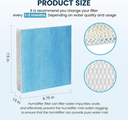 Colorfullife 6 Pack Humidifier Wicking Filter T for Honeywell Top Fill Tower Humidifier HEV615, HEV620, Upgraded HFT600PF1 Replacement Filter T with Blue Pre-Filter, Replace Parts HFT600T HFT600PDQ