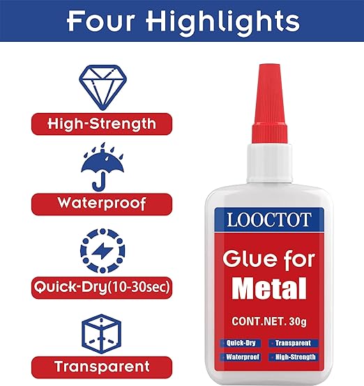 30g Metal Glue,Small Piece Metal Repair, Super Instant Glue Bonding Between Metals, Metals and Other Materials,Quick-Dry Waterproof Clear