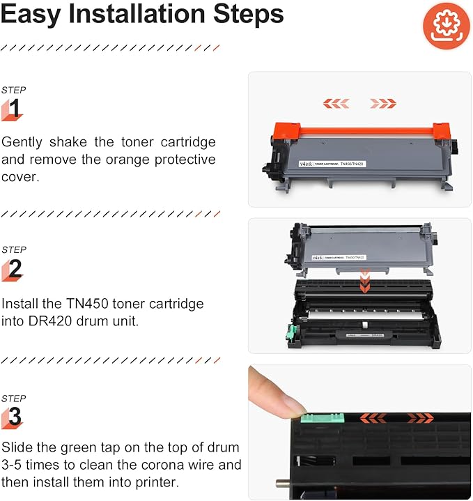 v4ink Compatible TN450 Toner Cartridge Replacement for Brother TN450 TN420 Toner Cartridge High Yield Use for HL-2240d HL-2270dw HL-2280dw MFC-7360n MFC-7860dw IntelliFax 2840 2940 Printer 2 Packs