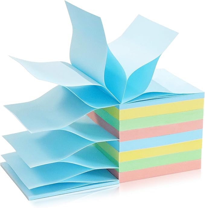 Phthdoty 8 Pads Pop Up Sticky Notes 3x3 Refills Pastel Colors Self-Stick Notes Pads Super Adhesive Sticky Notes Great Value Pack
