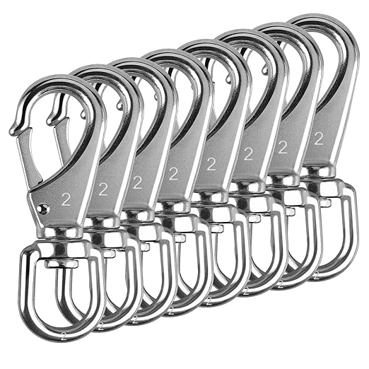 KINLINK 304 Stainless Steel Swivel Snap Hooks, 8 Pack 4 Inch Flag Pole Clips, Heavy Duty Large Spring Snap Hooks for Boat Anchor Ropes and Cables