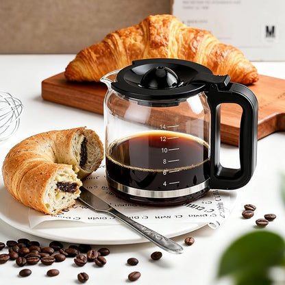 14 Cup Glass Coffee Pot Replacement - Compatible with Cuisinart DCC-3200 Series DCC-2200,DCC-2800,DCC-2600,DCC-1800FR,CBC-7400, CBC-7000PC,CBC-6800 Coffee Makers, Replacement Glass Cofee Carafe