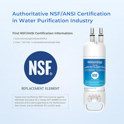 Waterdrop EDR1RXD1 Replacement for Everydrop® Filter 1, W10295370A, EDR1RXD1B, P8RFWB2L, P4RFWB, WD-F38, Kenmore® 46-9081, 46-9930 Refrigerator Water Filter, 4 Pack