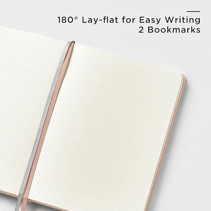 , A5 Hardcover Leather Bullet Dotted Journal, 160 Pages 100 gsm Thick Paper，3 Sheets of Stickers Included - 5.7'' x 8''（Apricot）