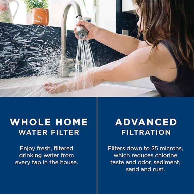 GE FXHTC Water Filter, Replacement for Water Filtration System, NSF Certified: Reduces Chlorine, Sediment, Rust & Other Impurities, Replace Every 3 Months for Best Results, 1 Filter (Pack of 4)