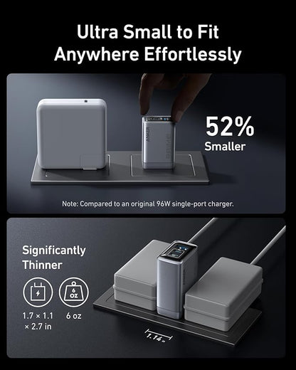 Anker Prime Charger, 100W 3-Port GaN USB C Charger Block, Foldable and Compact for MacBook, iPad, iPhone 17 Series, Galaxy S24/S23, and More