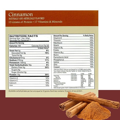 BestMed - High Protein Nutrition Bar - Low-Carb, 15g Protein, Low Sugar, Low Calorie, Meal Replacement Bar (Cinnamon, 1 Box - 7 Count)
