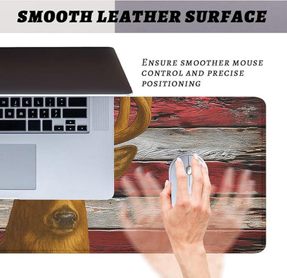 American Deer Desk Pad Mouse Pad Buck Rustic Patriotic Flag Wood Mousepad XL Large Gaming Mouse Pad Laptop Keyboard Mat Desk Pad 31.5"x11.8"