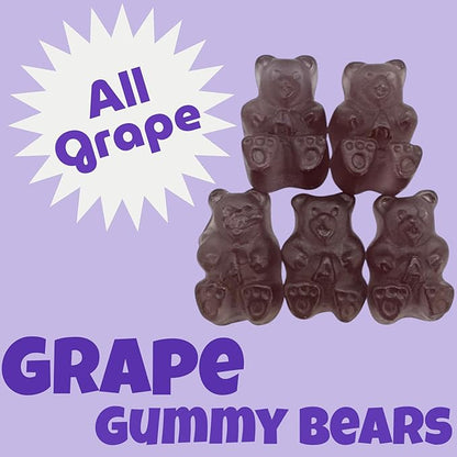 Irresistibly Delicious Grape Gummy Bears - 1.5 lbs of Fruity Bliss-Soft, Chewy, and Bursting with Tangy Delight-Great for Kids and Adults of All Ages(24 oz)