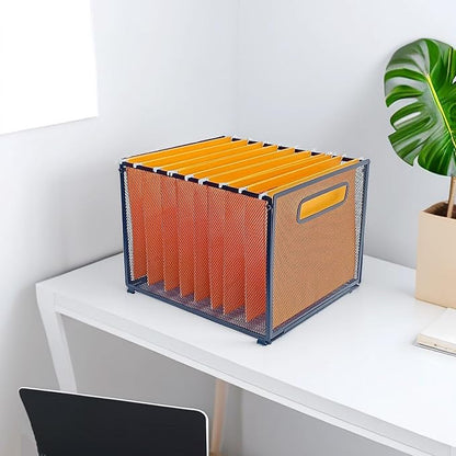 SETTFRFE Letter Size Hanging Folder Organizer,Metal Mesh Hanging File Folder Box,Office File Baskets,Black