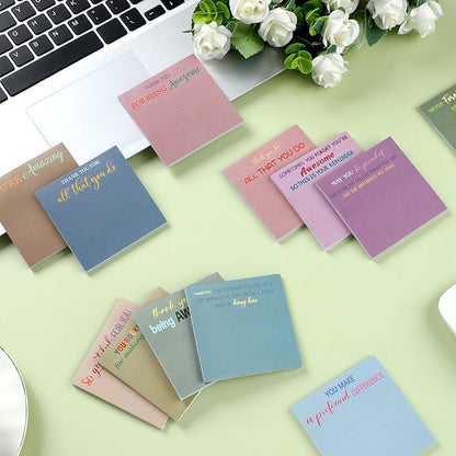 Yinder 24 Pcs Employee Appreciation Sticky Notes Xmas Gift Bulk Motivation Note Pads Mini Inspirational Note Gift for Teacher Nurse Staff Coworker Office Supply 3 x 3'' (Appreciation,Classic)