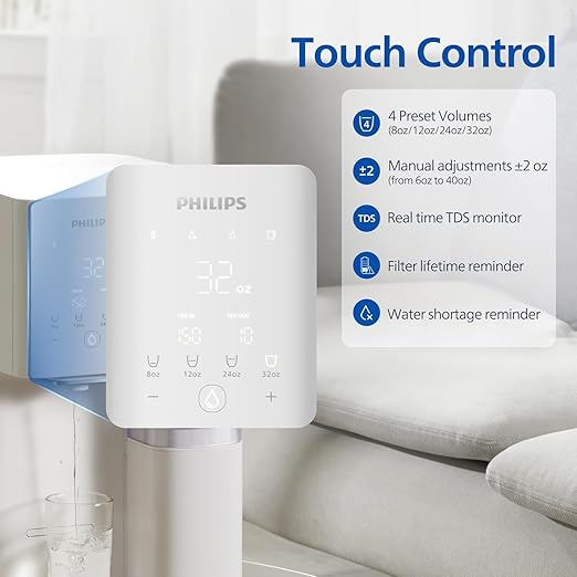 Philips Reverse Osmosis Water Filter Countertop, 6 Stage RO System Water Filtration Purifier with Aquaporin Inside Remineralization and 2 Portable Pitchers, NSF/ANSI 372 Certified, Reduce TDS Lead