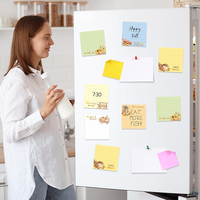 30 Pack Fall Bible Sticky Notes - 600 Sheets Christian Notepads Thanksgiving Sticky Notes Religious Bible Verse Quotes Notepads for Message Reminder Fall Thanksgiving Gifts
