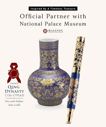 ARTEX Luxury Fountain Pen Set With Stand - Museum Art Collections - Crafting Timeless Beauty - the Best Gift & Office Desk Decor, German SCHMIDT Fine Nib, Solid Metal & Marble Texture