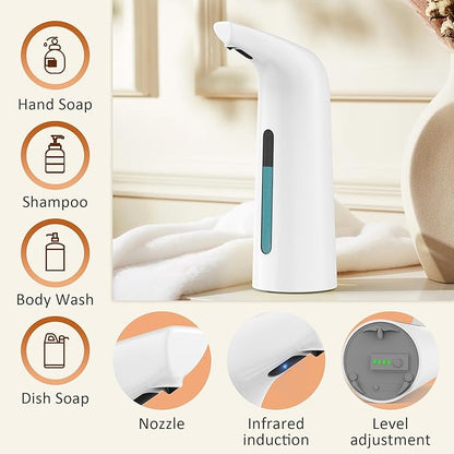 Automatic Soap Dispenser Touchless,400ML Hand & Dish Countertop Electric Liquid Rechargeable Dispenser with Sensor,Modern 4 Gear Adjustable Waterproof Kitchen Auto Soap Pump（White）