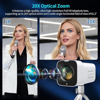 TOALLIN 4K 60FPS Box Video Camera, 20X Optical Zoom, Support PoE/SDI/HDMI/USB, TOF AutoFocus, Built-in Dual Mics, Live Streaming Camera for Church Worship Online Education & Video Conferencing