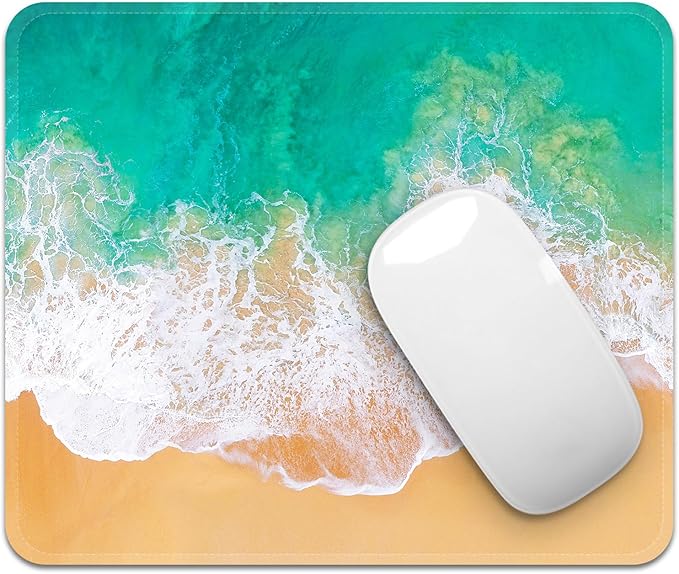 Square Mouse Pad with Stitched Edge, Premium Mousepad Washable Cloth. Computer Mouse Pad with Non-Slip Rubber Base, Mouse Pads for Computers Laptop Mouse 9.25x7.75x0.12 inch-Beach2