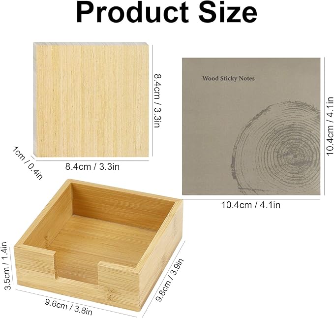 Wood Bamboo Sticky Note Holder - Cube Sticky Notes Dispenser Organizer for School Office Home Desk