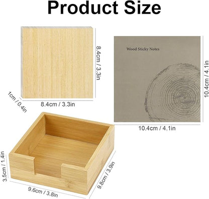 Wood Bamboo Sticky Note Holder - Cube Sticky Notes Dispenser Organizer for School Office Home Desk
